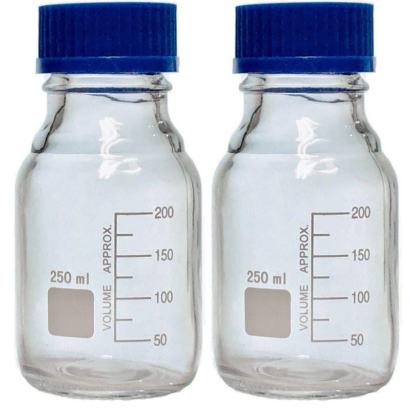 Karter Scientific 250ml Glass Round Media Storage Bottles with GL45 Screw Cap, Borosilicate Glass, 251L3 (Pack of 2) - Image 2